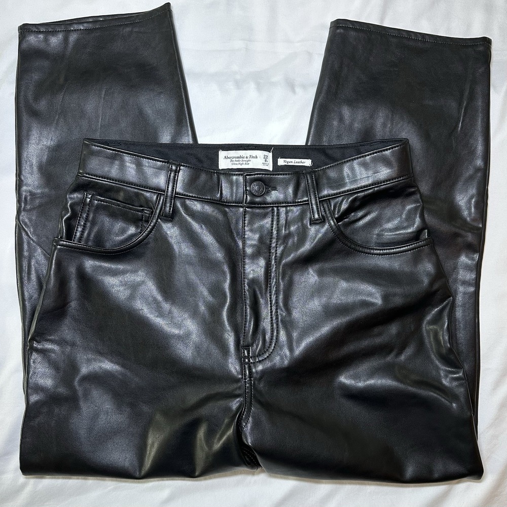 Abercrombie & Fitch 29/8 Ankle Straight Ultra High Rise Vegan Leather Pants NWT